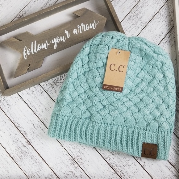 C.C Accessories - C.C Beanie Basket Weave Light Blue with Lining